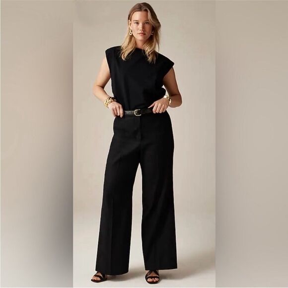 NWT J Crew Carolina Flare Pant In Stretch Linen Blend in Black - Picture 4 of 8